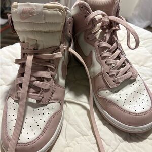 Nike Women's Blush Pink and White Sneakers